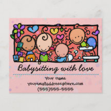 Babysitting day care child care promo glossy 4x5 personalised flyer