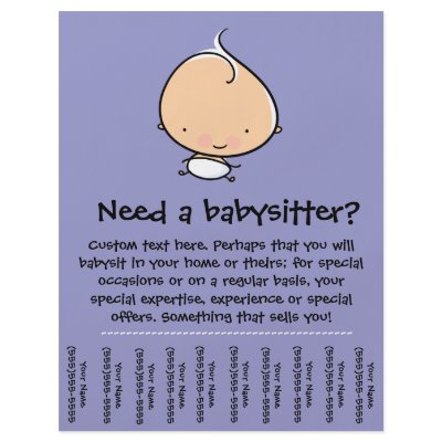 Babysitting promotional tear sheet flyer by Character_Company