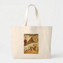 Bacchus and Serpent Agathodaimon in Pompeii Canvas Bags