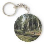 Bach In The Birch Forest By Schischkin Iwan Iwanow Key Chain