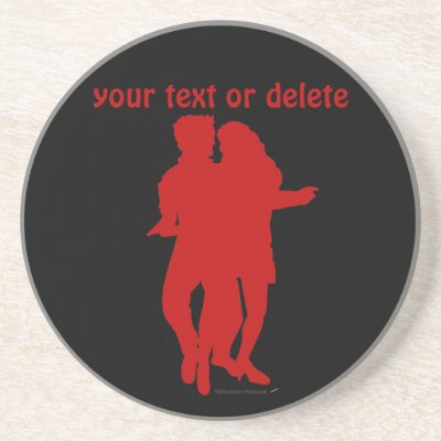 Bachata Latin Dancers Silhouette Custom Beverage Coaster by alinaspencil