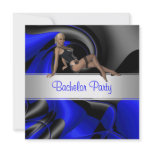 Bachelor Party Abstract Blue Curve Pin up Girl Personalized Invite