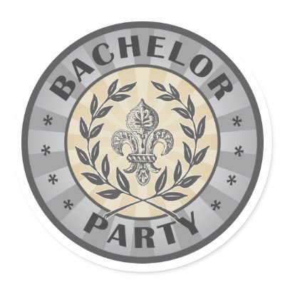 Bachelor Party Crest Design Round Sticker by TeeShirtsTShirts