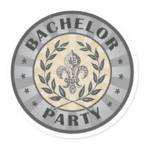 Bachelor Party Crest Design Round Sticker