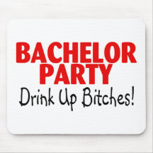 Bachelor Party Drink Up Red Black Mouse Pad