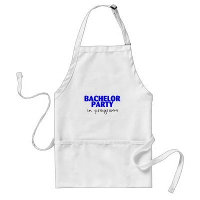 Bachelor Party In Progress (Blu) Aprons by CelebrationZazzle