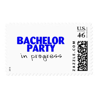 Bachelor Party In Progress (Blu) Stamp by CelebrationZazzle