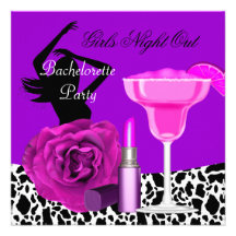 Bachelorette Girls Night Out Animal Purple Party Personalized Announcements
