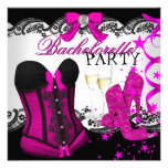 Bachelorette Lace Pink Corset Champagne Personalized Invitations