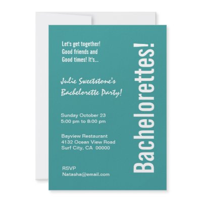 Bachelorette Party Aqua and White Modern Template Custom Invite by jaclinart_wedding