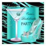 Bachelorette Party Aqua Teal Blue Turquoise Zebra Personalized Announcement