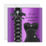 Bachelorette Party Black Purple Diamond Corset Tie Custom Invite