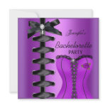 Bachelorette Party Black Purple Diamond Corset Tie Personalized Announcement