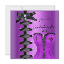 Bachelorette Party Black Purple Diamond Corset Tie Personalized Announcement