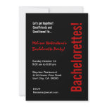 Bachelorette Party Black Red Modern Template invitations