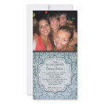 Bachelorette Party Blue Grunge Damask Photo Invite Customized Photo Card