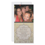 Bachelorette Party Caramel Damask Photo Invite Photo Card Template