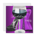 Bachelorette Party Cocktails Magenta Black Corset Custom Invites