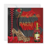Bachelorette Party Corset Black Red Dress Shoes invitations
