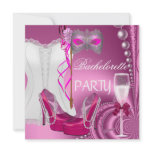 Bachelorette Party Corset Pink Shoes mask Invite