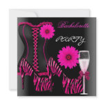 Bachelorette Party Corset Zebra Black Pink Shoes Invitation