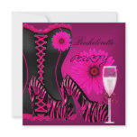 Bachelorette Party Corset Zebra Black Pink Shoes Personalized Announcement