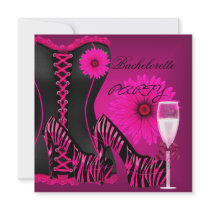 Bachelorette Party Corset Zebra Black Pink Shoes Personalized Announcement