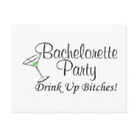 Bachelorette Party Drink Up Bitches Martini Post Card