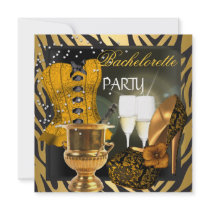 Bachelorette Party Gold Black Corset Shoes Personalized Announcement