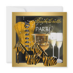 Bachelorette Party Gold Black Corset Zebra Shoes invitations