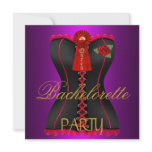 Bachelorette Party Gold Magenta Black Red Corset Personalized Invite
