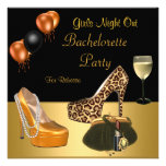 Bachelorette Party Gold Shoes Hi Heels Wine Glass Personalized Announcement