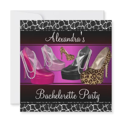 Bachelorette Party Hi Heel Shoes Bright Pink Custom Announcement by Zizzago