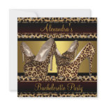 Bachelorette Party Hi Heel Shoes Leopard Gold Custom Announcements