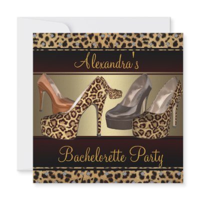 Bachelorette Party Hi Heel Shoes Leopard Invites by Zizzago