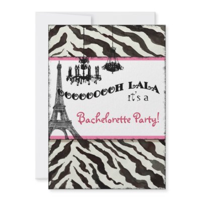 Bachelorette Party Invite Zebra, Eiffel Tower by AudreyJeanne