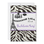 Bachelorette Party Invite Zebra, Eiffel Tower
