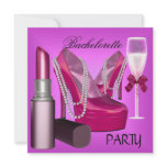 Bachelorette Party Lipstick Pink Shoes Champagne invitations