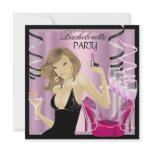 Bachelorette Party Lipstick Pink Shoes Champagne invitations