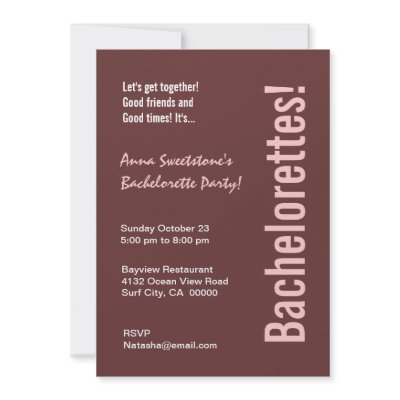 Bachelorette Party Modern Chocolate and Pink Personalized Announcements by jaclinart_wedding