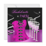 Bachelorette Party Pink Corset Black Champagne Custom Invite