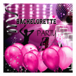 Bachelorette Party Pink Girl Disco Ball Balloons Personalised Invitations