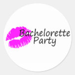 Bachelorette Party (Pink Kiss) Round Stickers