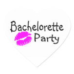 Bachelorette Party (Pink Lips) Heart Sticker