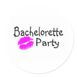 Bachelorette Party (Pink Lips) Round Sticker