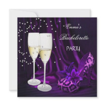 Bachelorette Party Purple Leopard Black Shoes Personalized Invitations