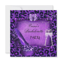 Bachelorette Party Purple Leopard Black Shoes Announcement