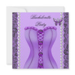 Bachelorette Party Purple Lilac Corset Butterfly Personalized Invitation