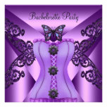 Bachelorette Party Purple Lilac Corset Butterfly Personalised Invites