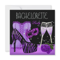 Bachelorette Party Purple Mask Shoes Corset Invitation